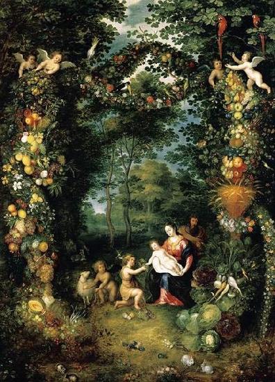 Jan Brueghel the Younger The Holy Family with St John Germany oil painting art